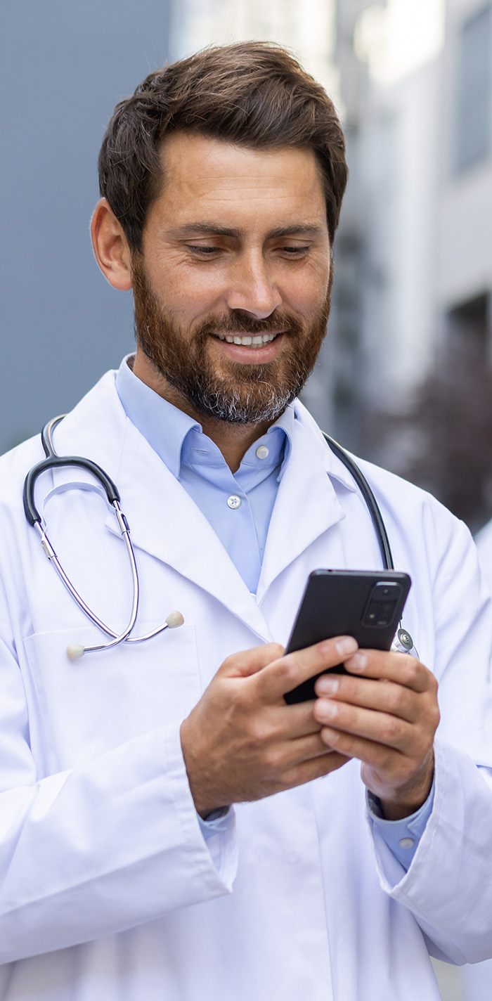 Smiling doctor ready to assist